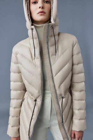 Mackage Arita Light Hooded Chevron Dunjackor Dam Beige | ICDGU-9625