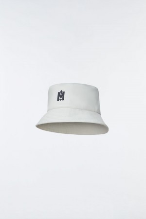 Mackage Bennet Läder Bucket Metal Logo Hatt Dam Grädde | QYCRO-4915