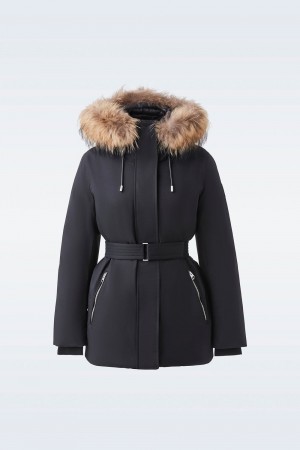 Mackage Jeni-Fz 2-In-1 Down Removable Bib & Fur Trim Parkajackor Dam Svarta | YDRXB-5678