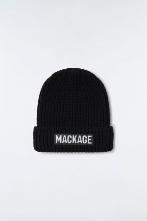 Mackage Jude Hand-Knit Toque Räfflad Cuff Mössa Barn Svarta | WDRBY-8154