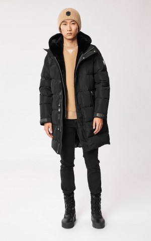 Mackage Reynold Removable Shearling Bib And Hood Dunrockar Herr Svarta | RUQMP-5602