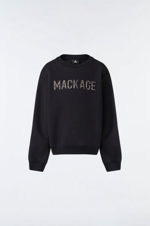 Mackage Rio Double-Face Jersey Wordmark Tröjor Barn Svarta | RIFAN-1542