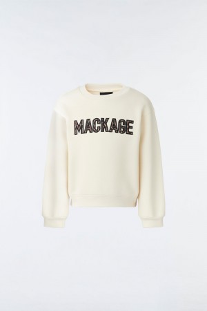 Mackage Rio Double-Face Jersey Wordmark Tröjor Barn Grädde | NBKZU-4206