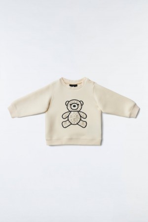 Mackage Rio Double-Face Jersey Wordmark Tröjor Barn Grädde | UWKVX-1950