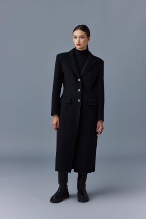 Mackage Ruth Double-Face Ull Long Rockar Dam Svarta | BKGDV-9785