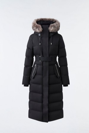 Mackage Shyla 2-In-1 Removable Bib And Sheepskin Trim Dunrockar Dam Svarta | PHTVR-2680