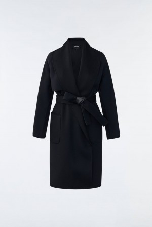 Mackage Thalia Double-Face Ull Robe Rockar Dam Svarta | CZOHX-2674