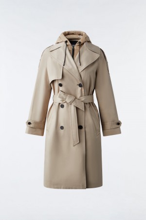 Mackage Trisha 2-In-1 Hooded Bib Trenchcoat Dam Beige | CDHXB-6345