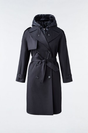 Mackage Trisha 2-In-1 Hooded Bib Trenchcoat Dam Svarta | XGQJH-7824