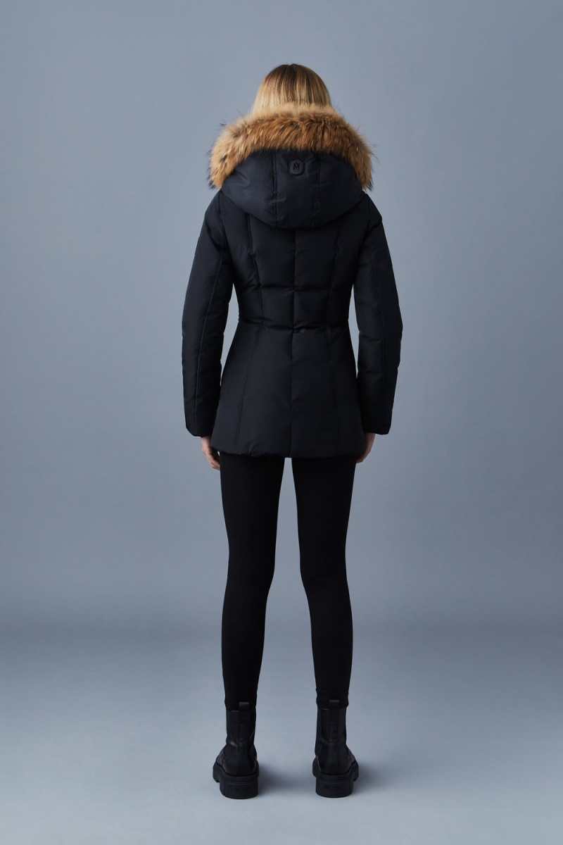 Mackage Adali Natural Fur Signature Mackage Collar Dunrockar Dam Svarta | CVXRD-1582