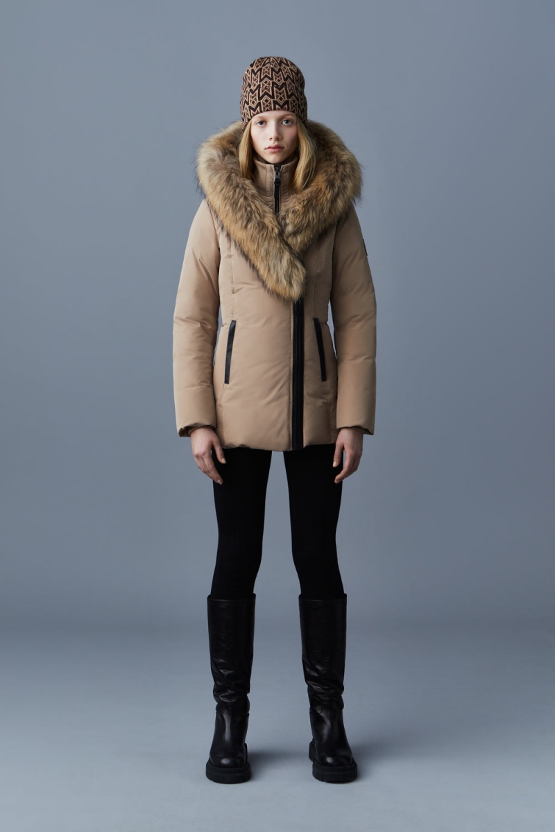 Mackage Adali Natural Fur Signature Mackage Collar Dunrockar Dam Bruna | NQMVY-1725
