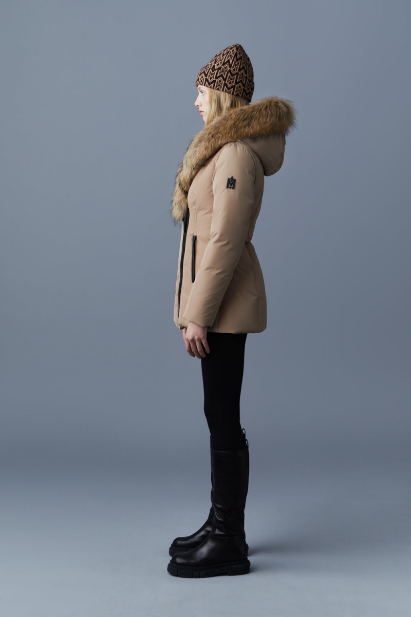 Mackage Adali Natural Fur Signature Mackage Collar Dunrockar Dam Bruna | NQMVY-1725