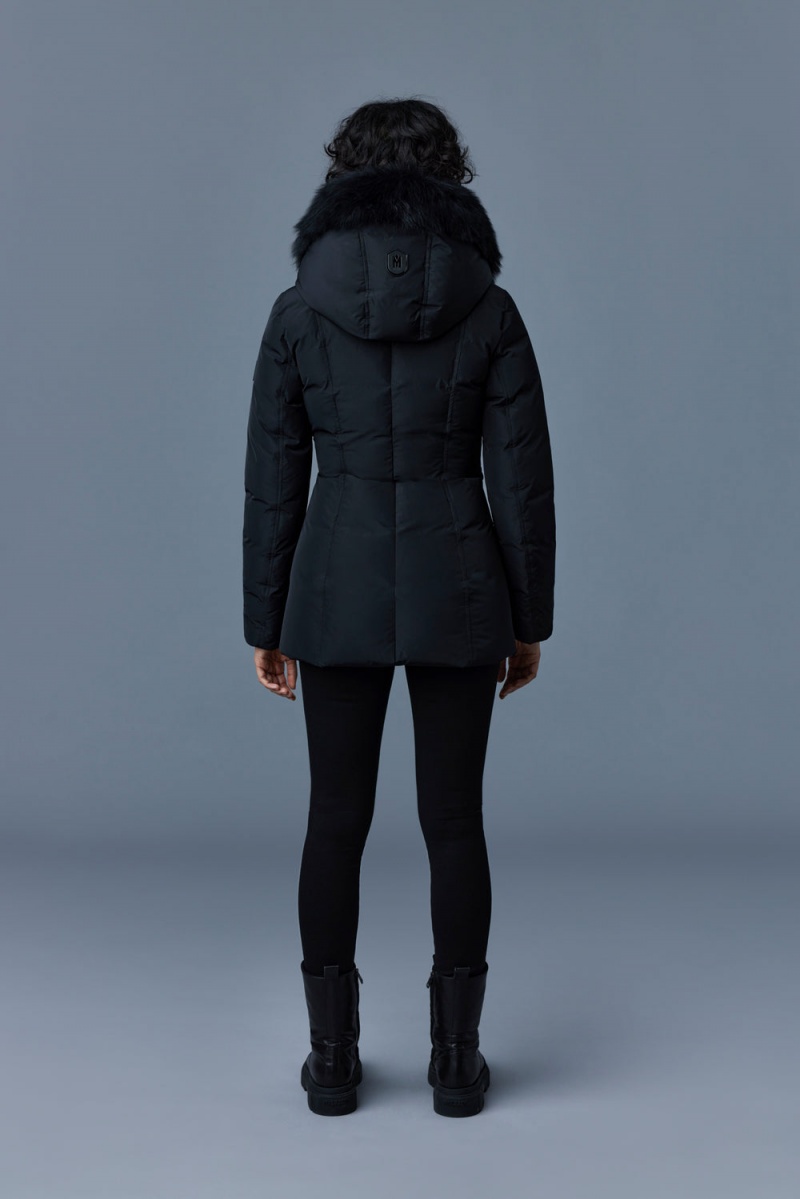 Mackage Adali Sheepskin Signature Mackage Collar Dunrockar Dam Svarta | OWLMQ-7093