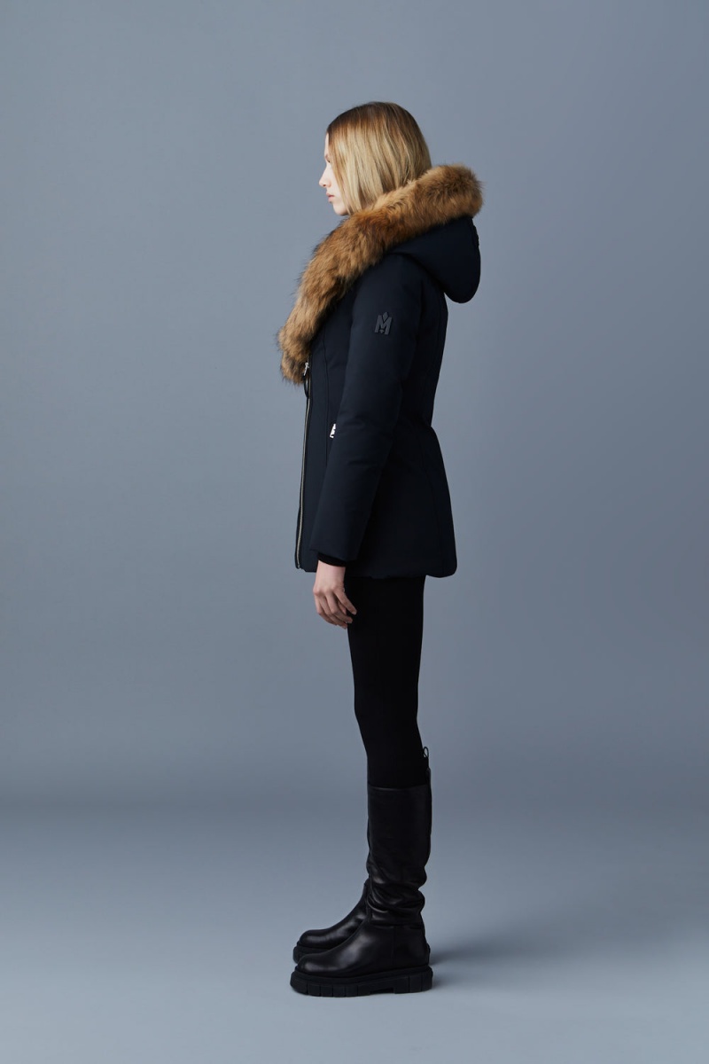 Mackage Akiva Toscana Fur Trimmed Hood Dunrockar Dam Svarta | BCFGW-2916