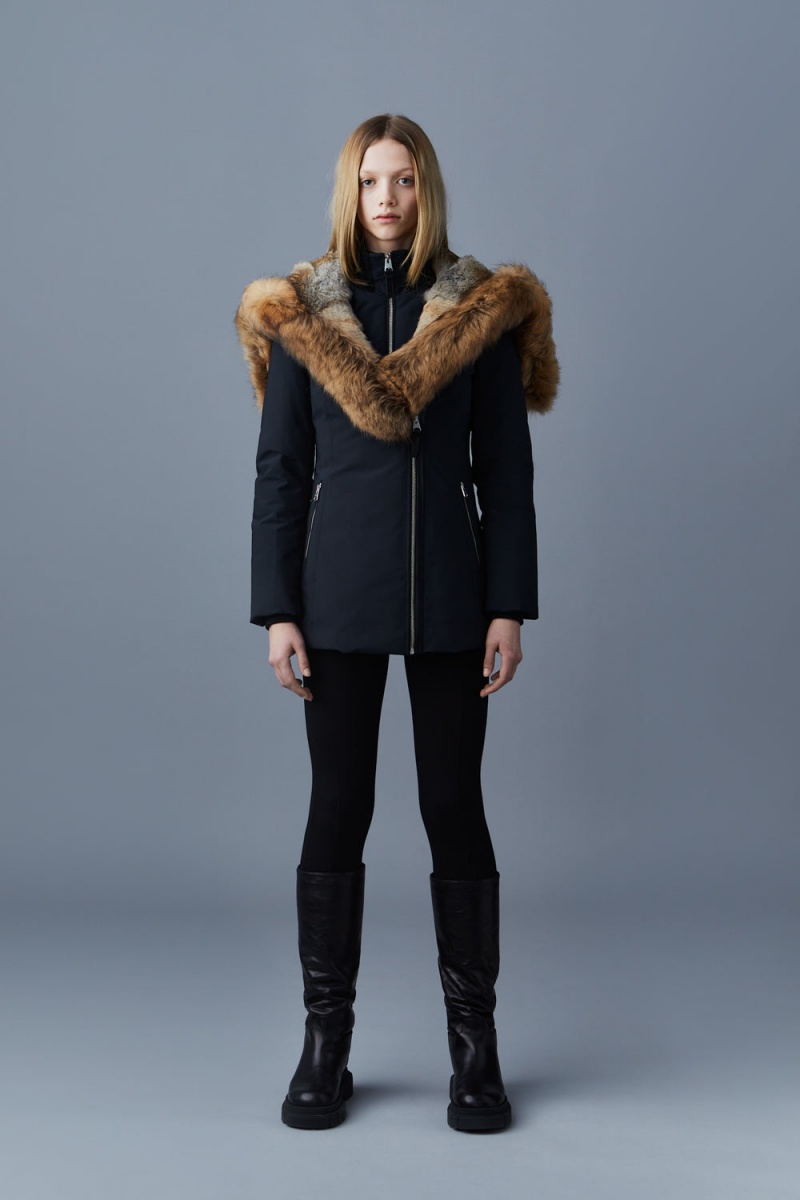 Mackage Akiva Toscana Fur Trimmed Hood Dunrockar Dam Svarta | BCFGW-2916