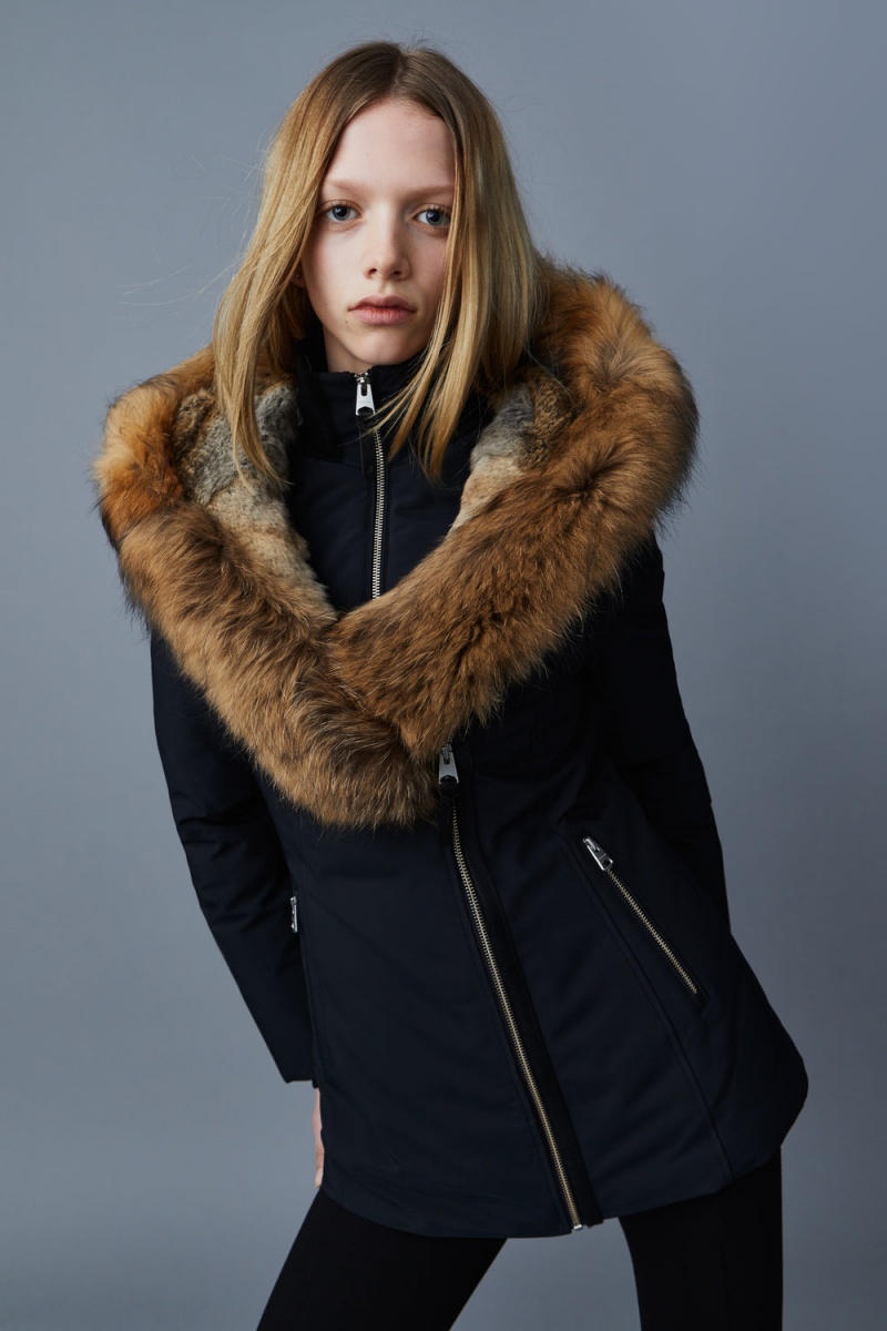 Mackage Akiva Toscana Fur Trimmed Hood Dunrockar Dam Svarta | BCFGW-2916