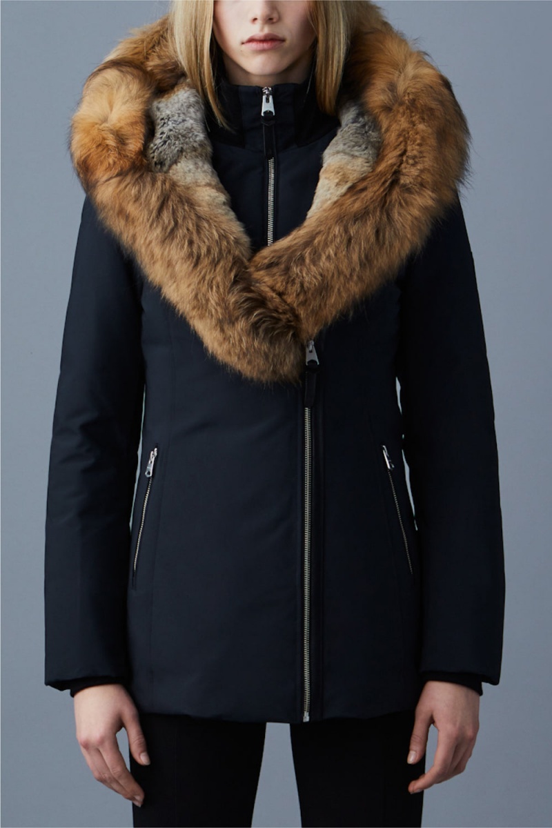 Mackage Akiva Toscana Fur Trimmed Hood Dunrockar Dam Svarta | BCFGW-2916