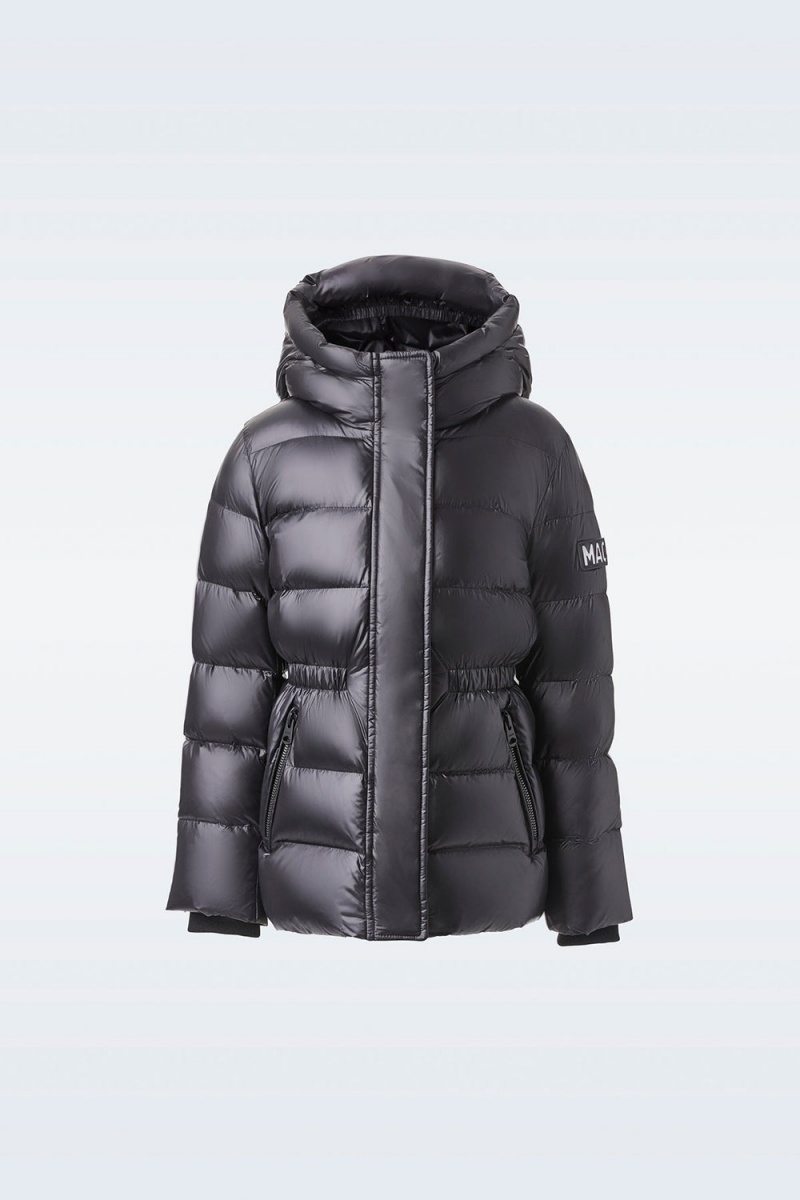 Mackage Alannis-T Lustrous Medium Down Hood Parkajackor Barn Svarta | WCLAH-8270