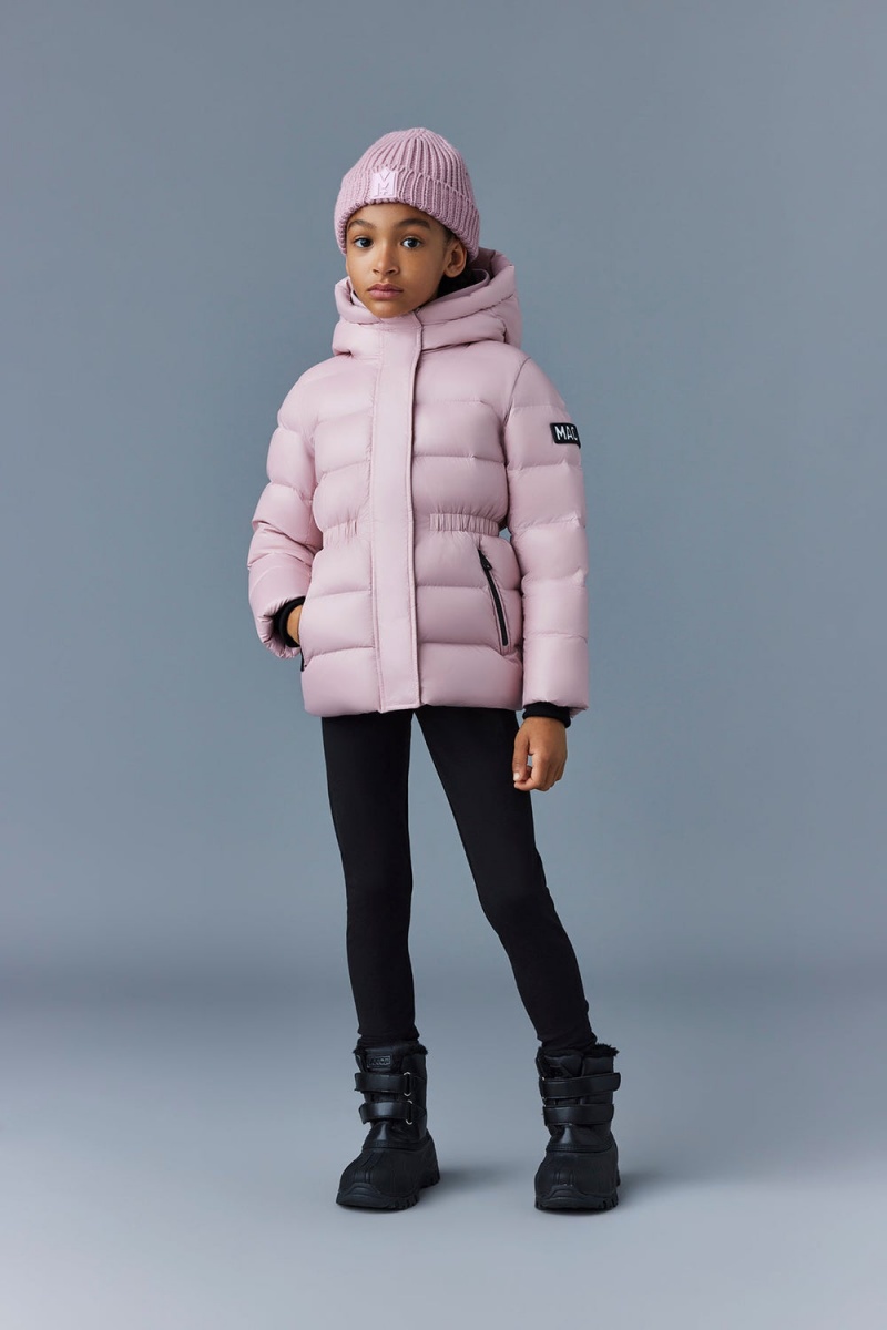 Mackage Alannis-T Lustrous Medium Down Hood Parkajackor Barn Rosa | DXHSZ-9267