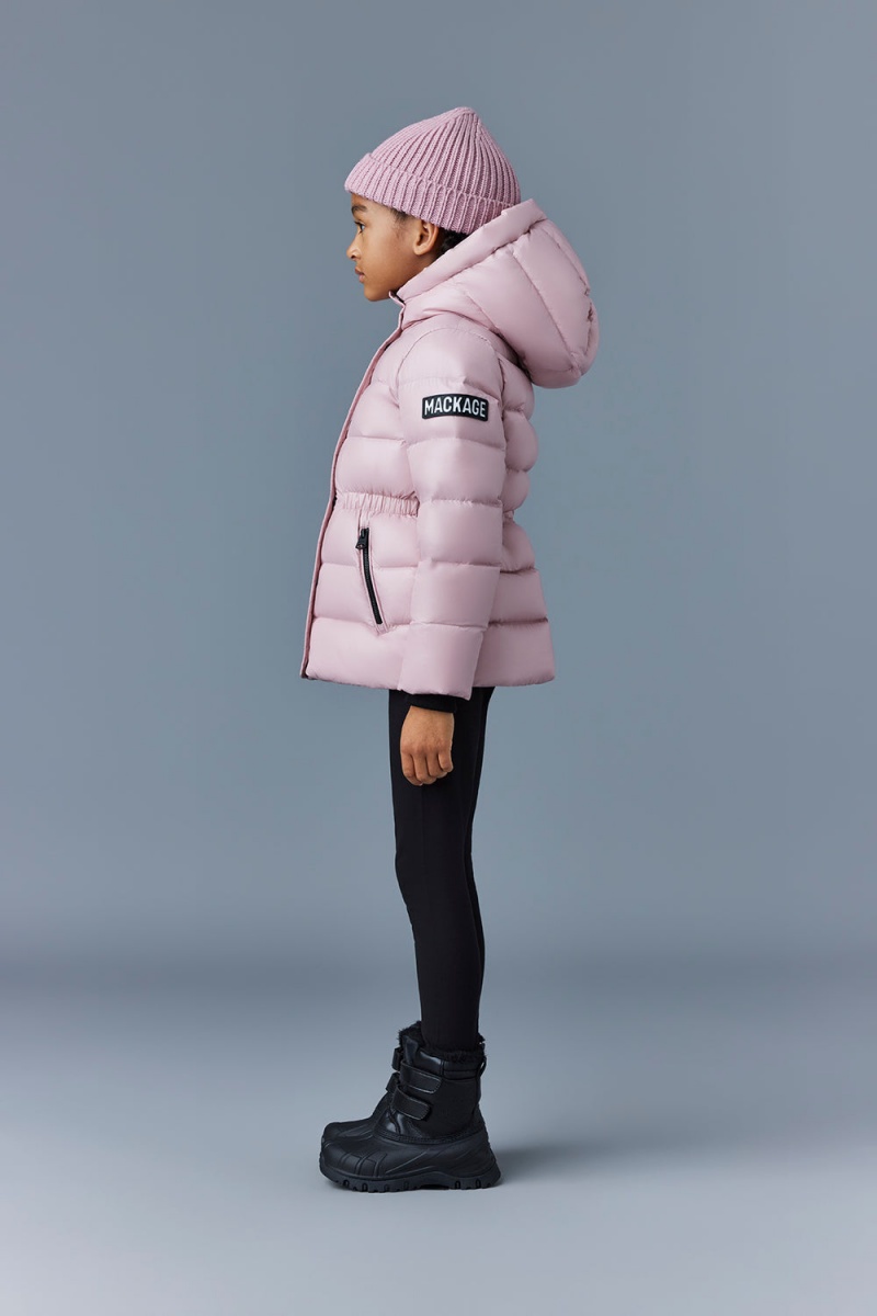 Mackage Alannis Lustrous Medium Down Hood Parkajackor Barn Rosa | BKENL-8467