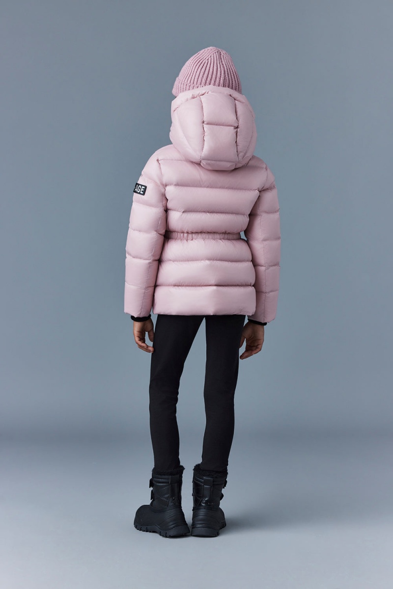 Mackage Alannis Lustrous Medium Down Hood Parkajackor Barn Rosa | BKENL-8467
