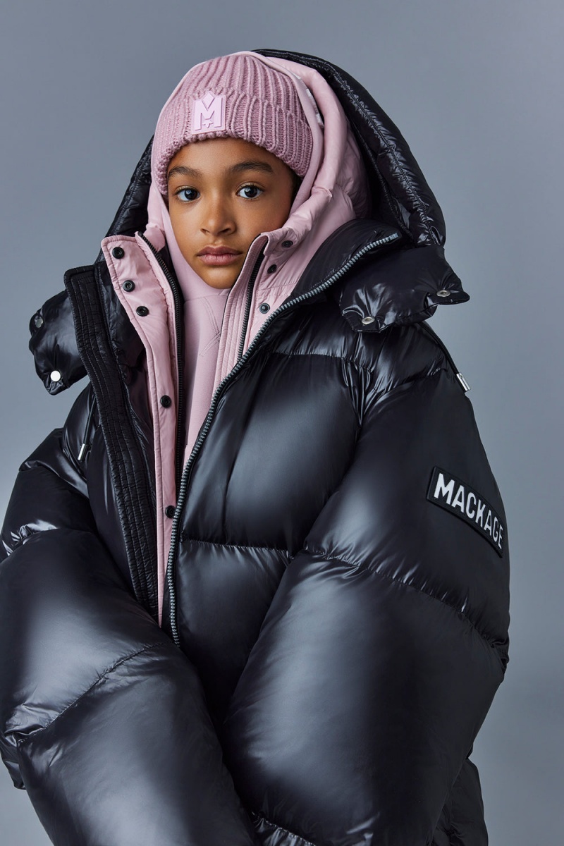 Mackage Alannis Lustrous Medium Down Hood Parkajackor Barn Rosa | BKENL-8467