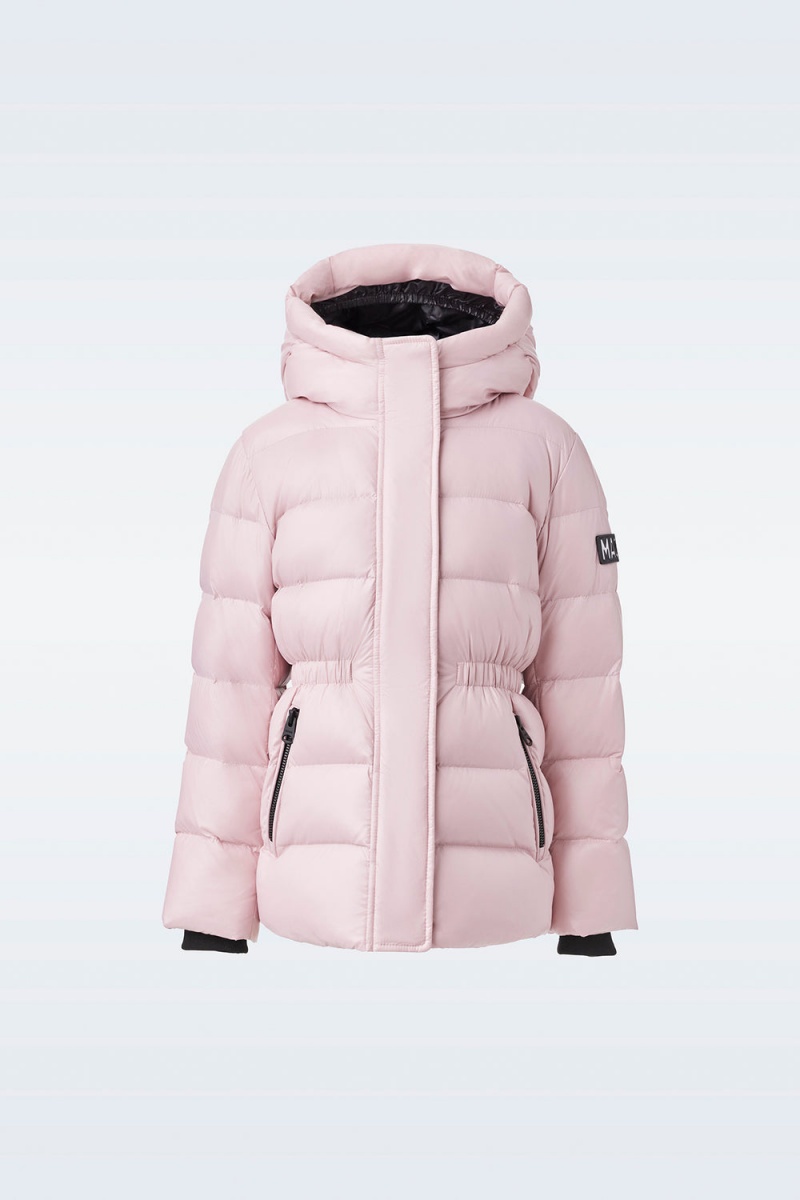 Mackage Alannis Lustrous Medium Down Hood Parkajackor Barn Rosa | BKENL-8467