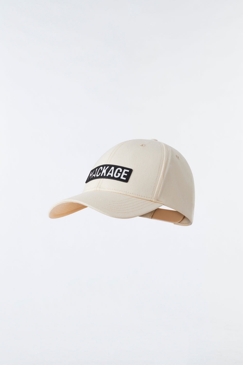 Mackage Anderson Baseball Cap (R) Läder Wordmark Hatt Dam Grädde | JNGWL-8051