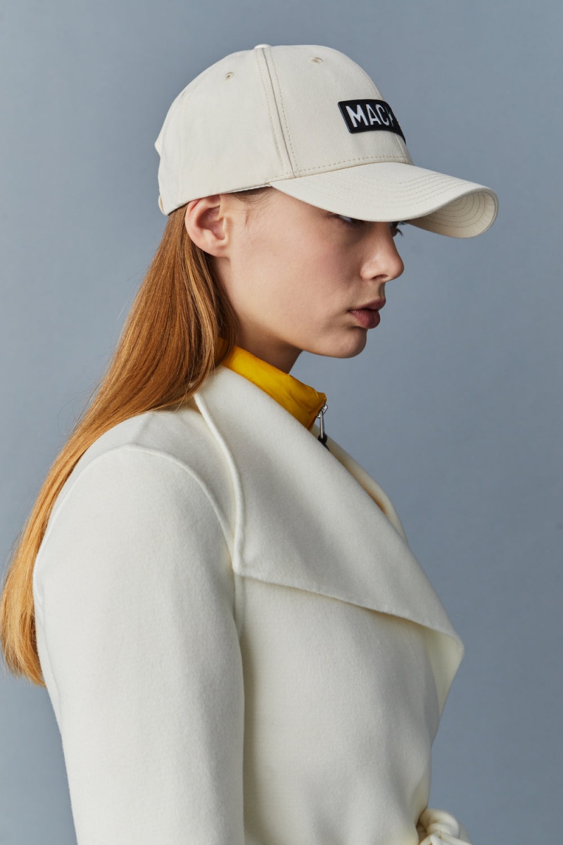 Mackage Anderson Baseball Cap (R) Läder Wordmark Hatt Dam Grädde | JNGWL-8051