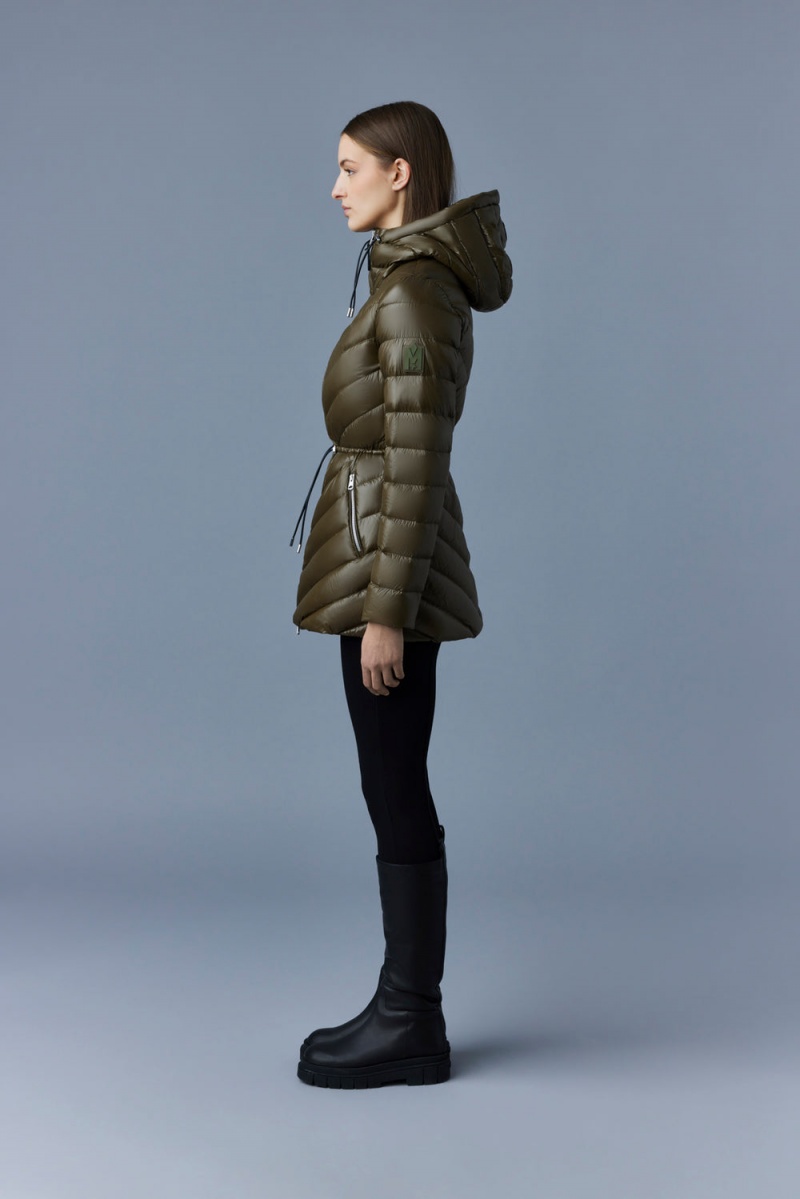 Mackage Arita Light Hooded Chevron Dunjackor Dam Olivgröna | RXQKT-2481