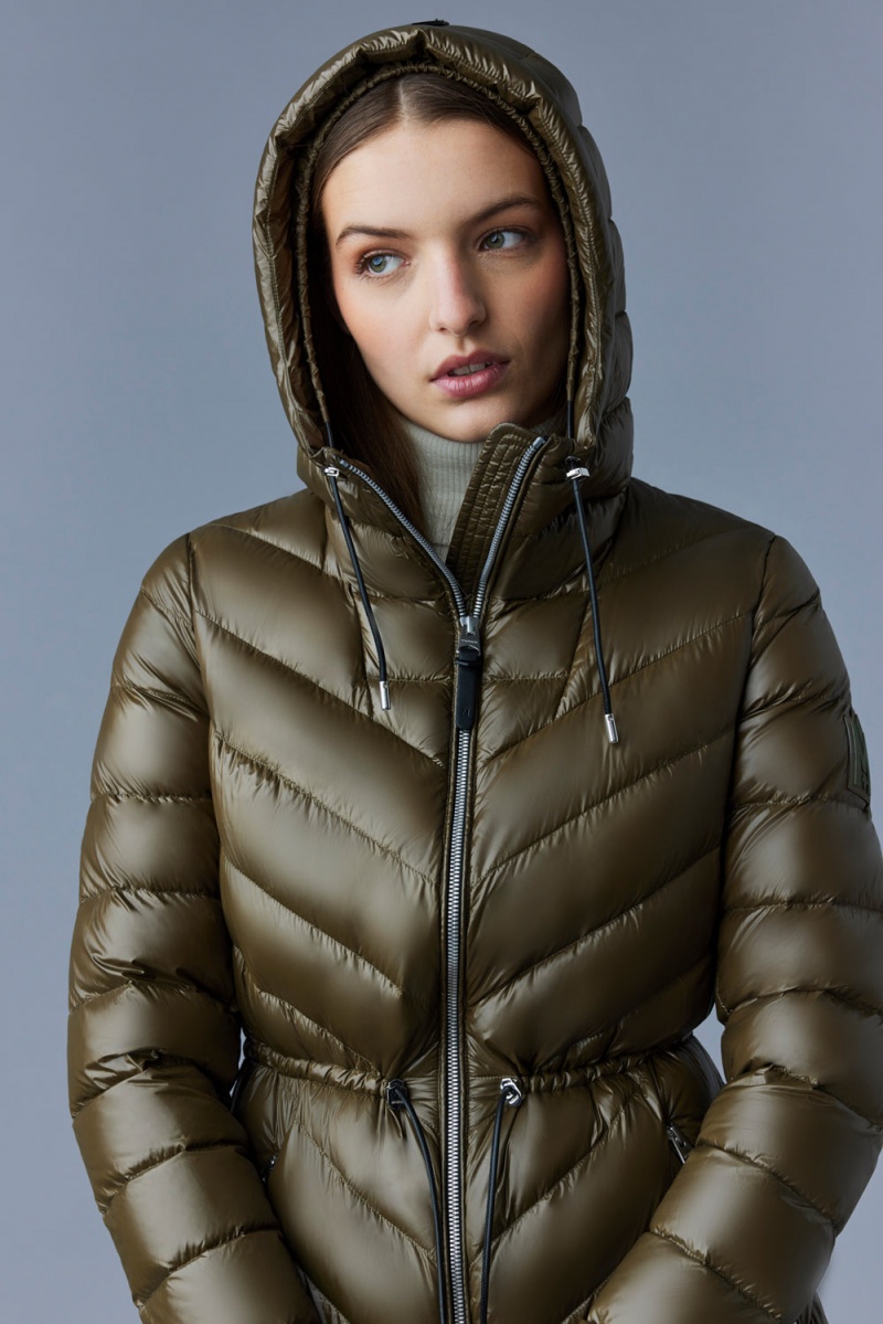 Mackage Arita Light Hooded Chevron Dunjackor Dam Olivgröna | RXQKT-2481