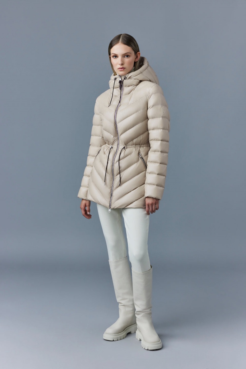 Mackage Arita Light Hooded Chevron Dunjackor Dam Beige | ICDGU-9625
