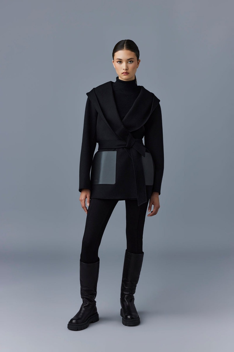 Mackage Azra Double-Face Ull Wrap Rockar Dam Svarta | MCPUS-1587