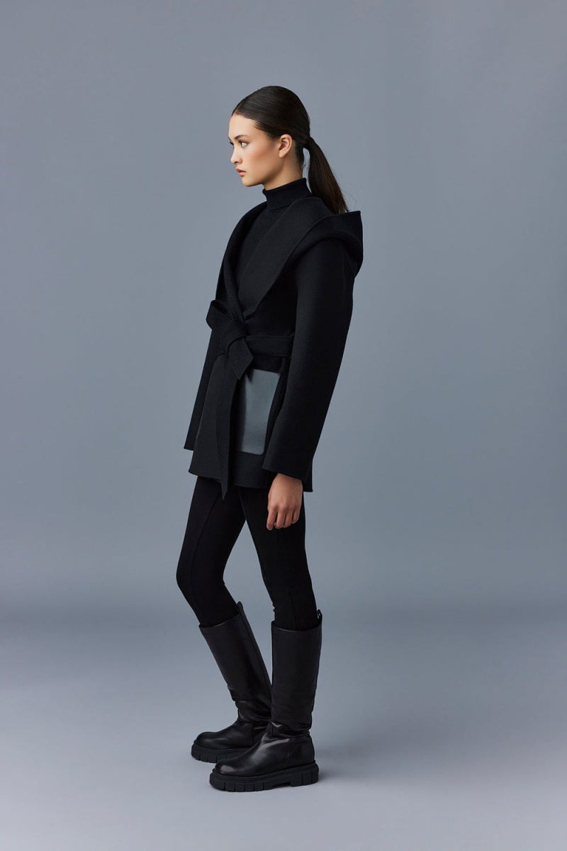 Mackage Azra Double-Face Ull Wrap Rockar Dam Svarta | MCPUS-1587