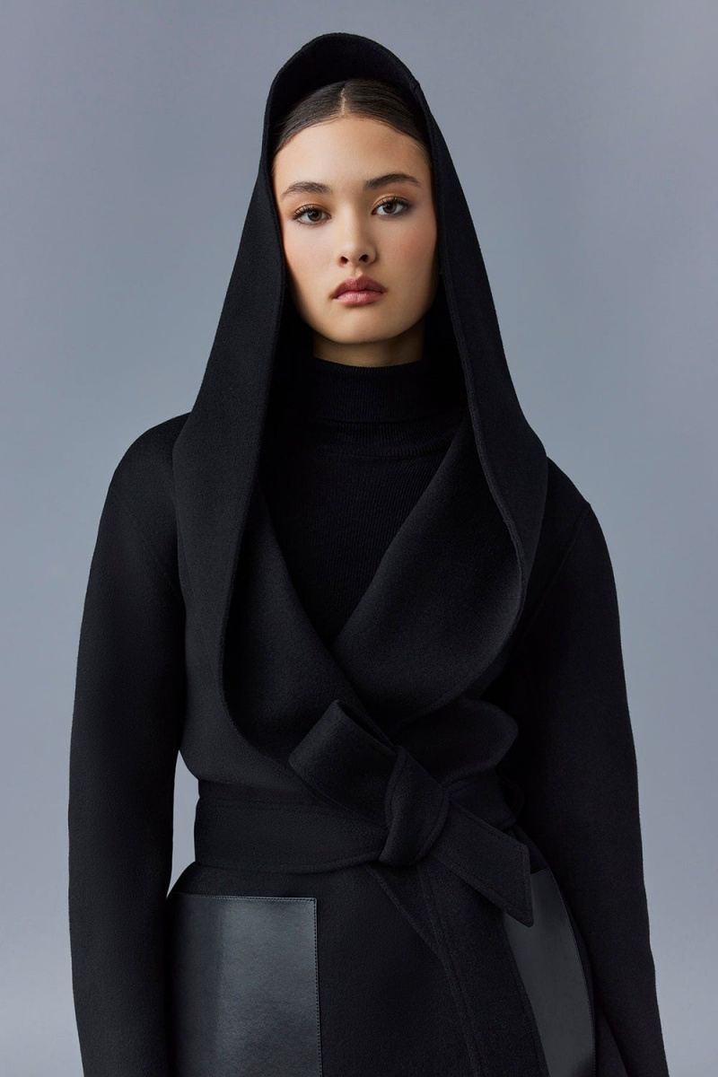 Mackage Azra Double-Face Ull Wrap Rockar Dam Svarta | MCPUS-1587