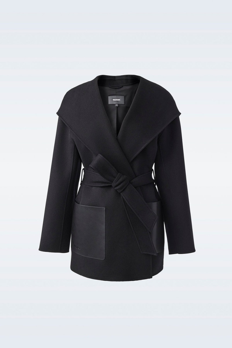 Mackage Azra Double-Face Ull Wrap Rockar Dam Svarta | MCPUS-1587