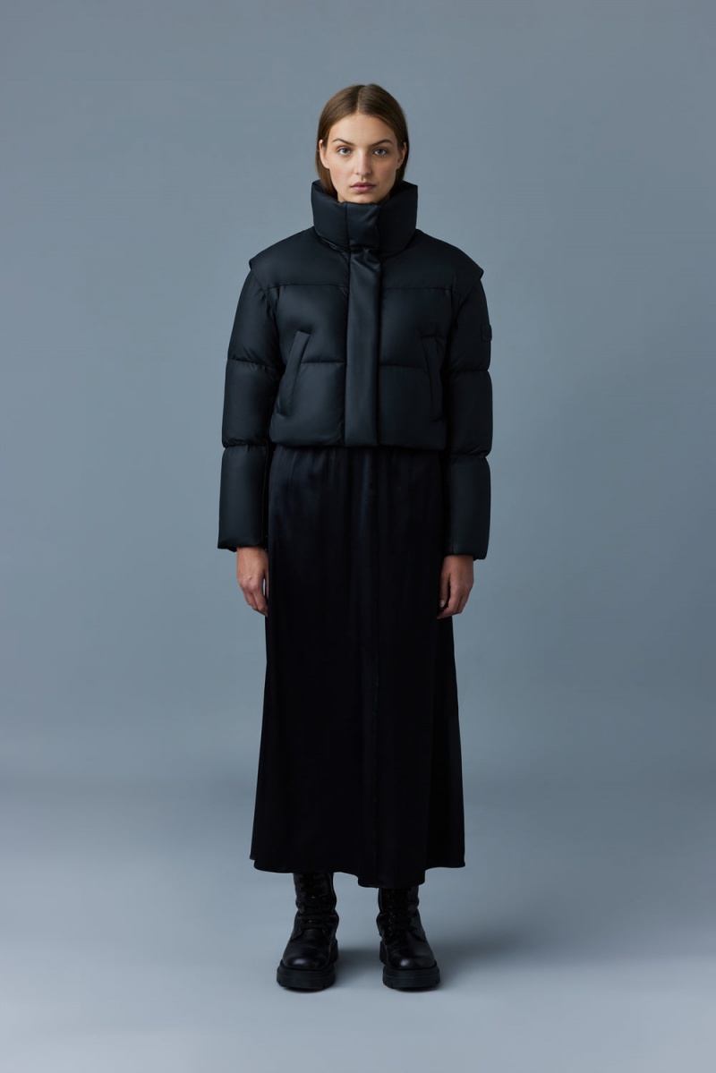 Mackage Bailey 2-In-1 (R) Läder Bomber Dunjackor Dam Svarta | CQJSN-5692