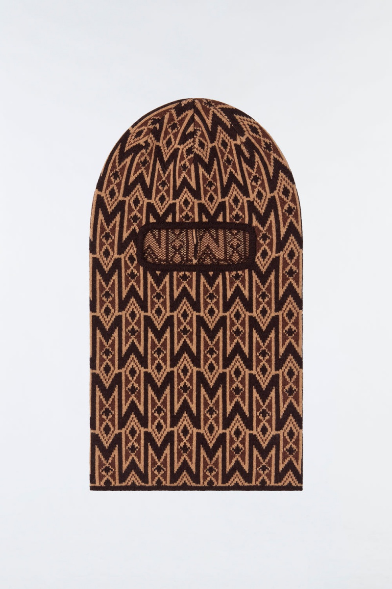 Mackage Bala Knit Merino Blend Monogram Balaclava Hatt Herr Kaffe | BDSWU-4790