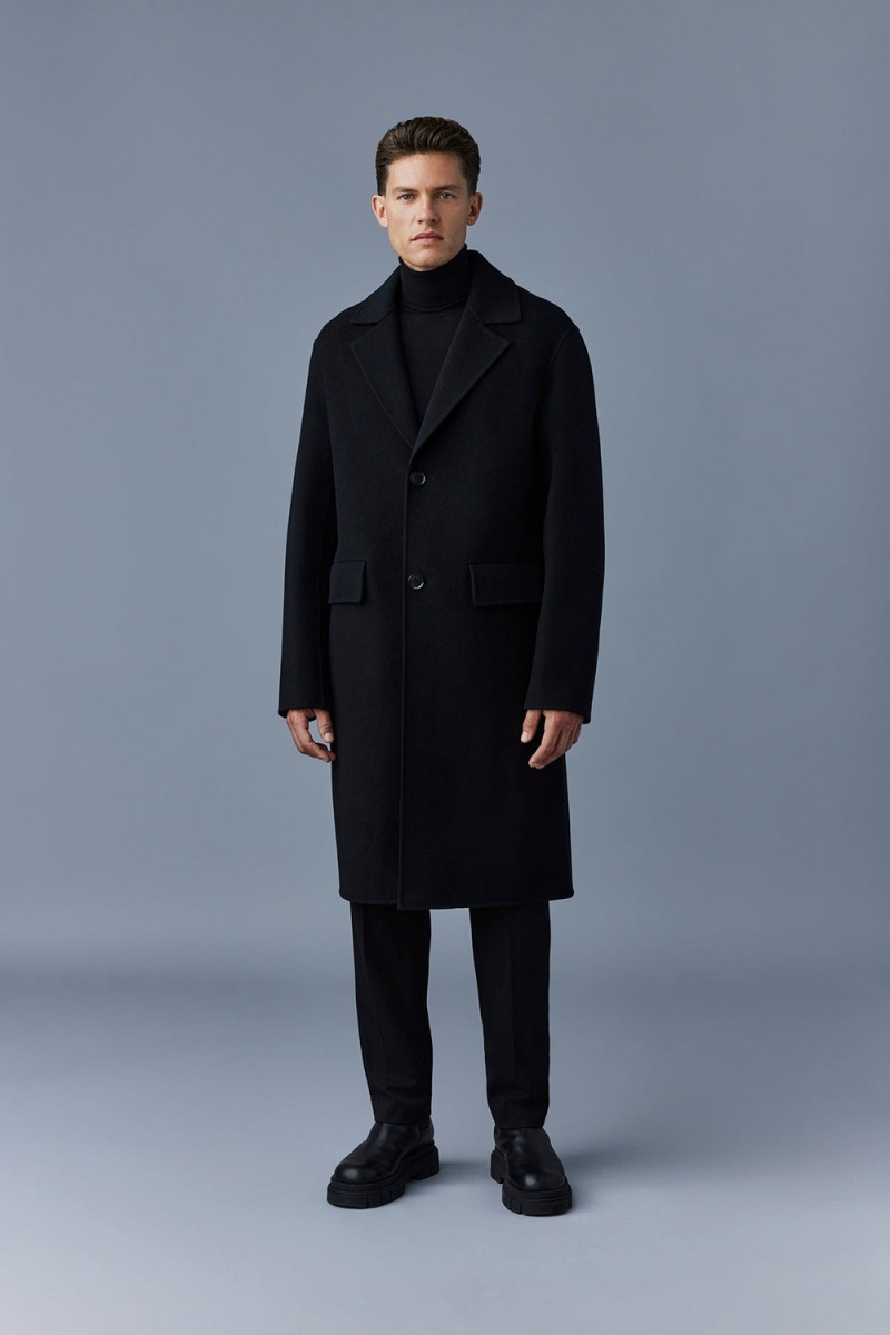 Mackage Benjamin Double-Face Ull Notched Lapel Rockar Herr Svarta | FTECQ-9438