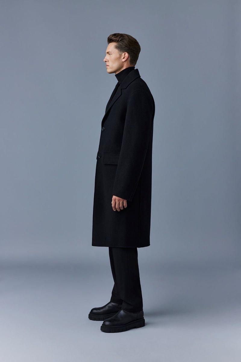 Mackage Benjamin Double-Face Ull Notched Lapel Rockar Herr Svarta | FTECQ-9438