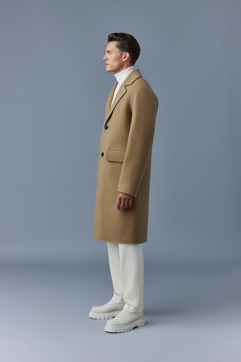 Mackage Benjamin Double-Face Ull Notched Lapel Rockar Herr Bruna | HNTYW-6439