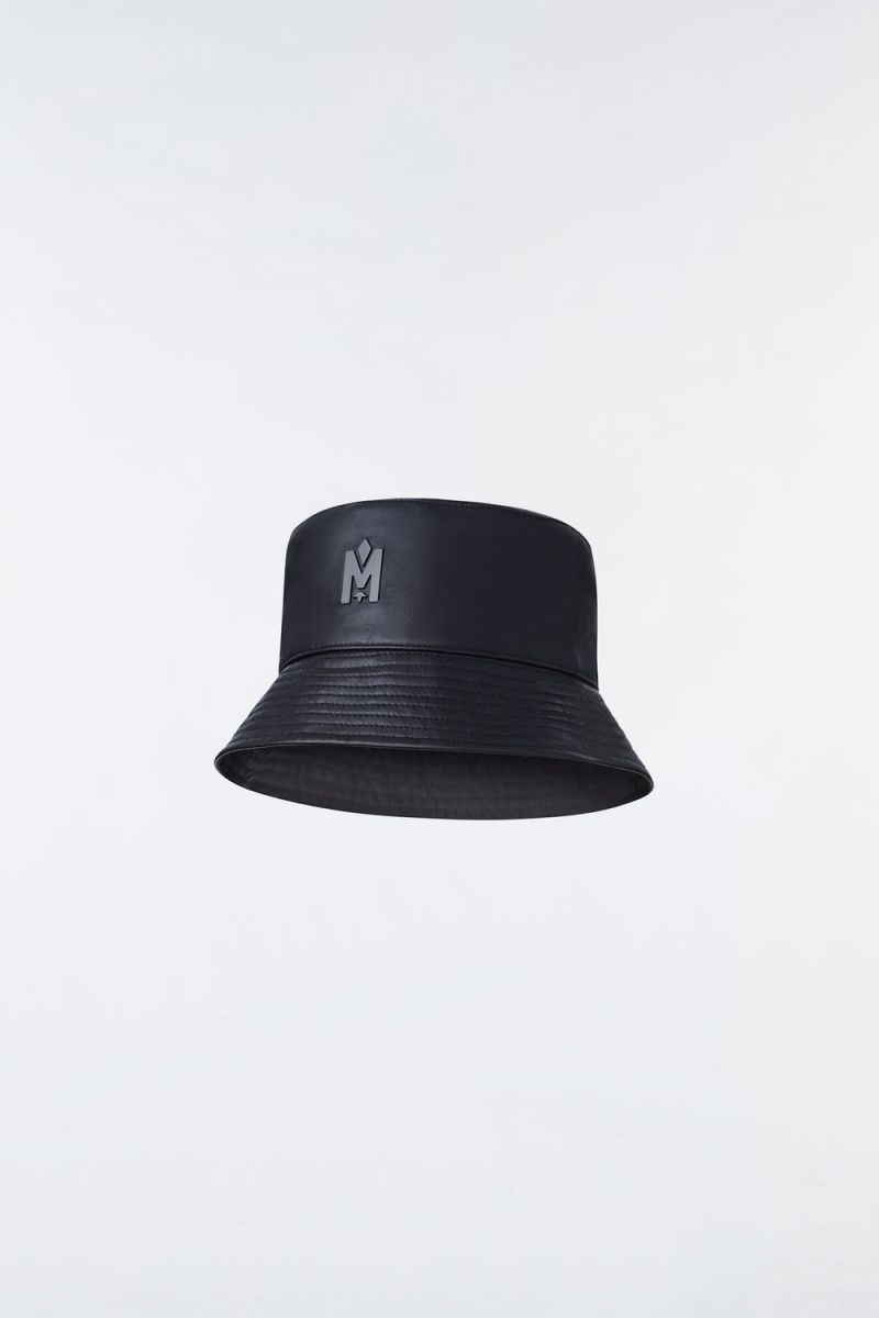 Mackage Bennet Läder Bucket Metal Logo Hatt Herr Svarta | UXDVR-2316