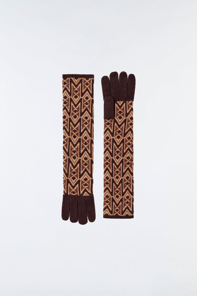 Mackage Bimini Merino Blend Monogram Long Handskar Dam Kaffe | KEDVZ-7654