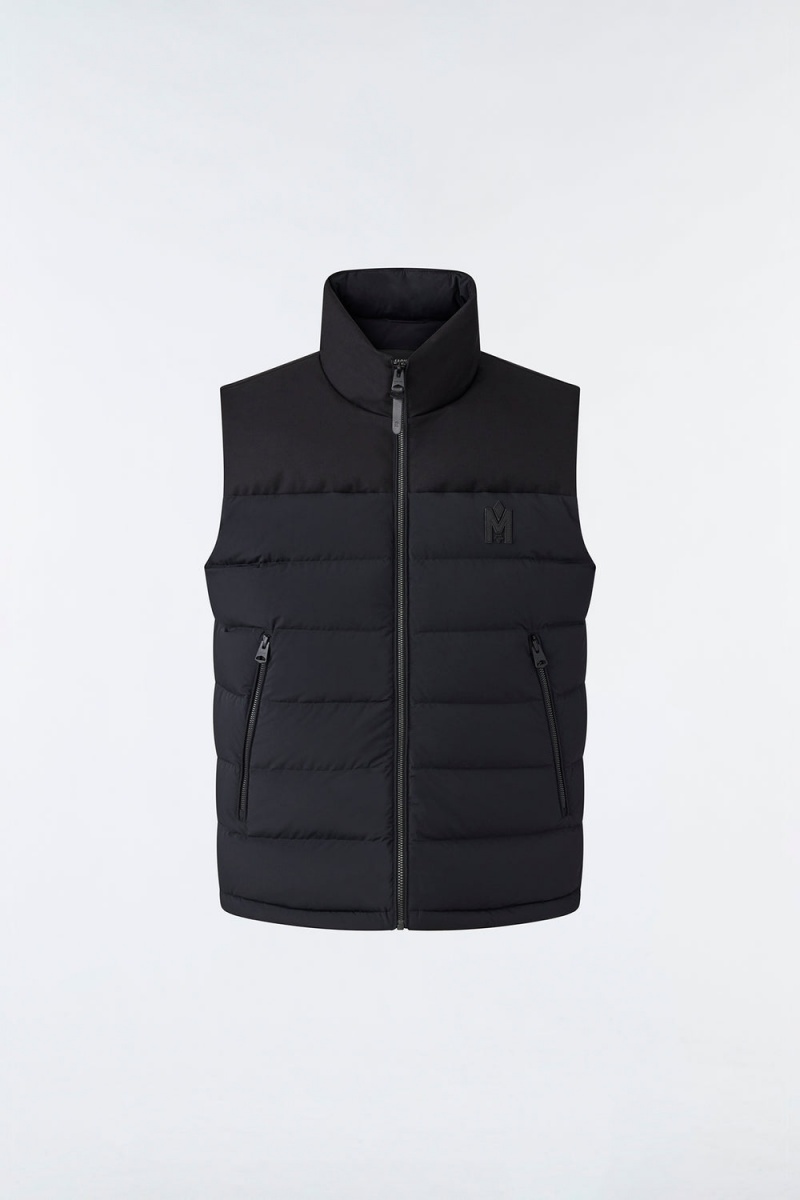 Mackage Bobbie Agile-360 Stretch Light Down Stand Collar Väst Herr Svarta | USAVG-0786