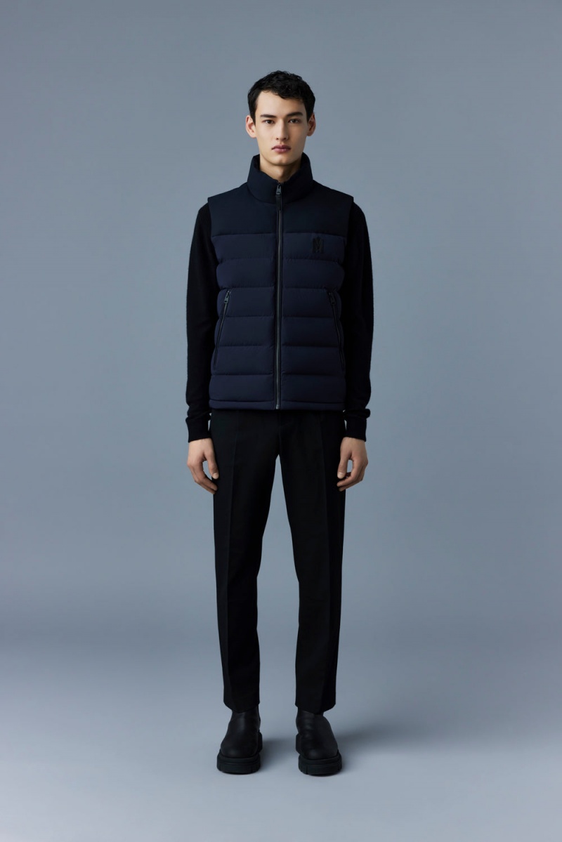 Mackage Bobbie Agile-360 Stretch Light Down Stand Collar Väst Herr Marinblå | KVCIW-8015