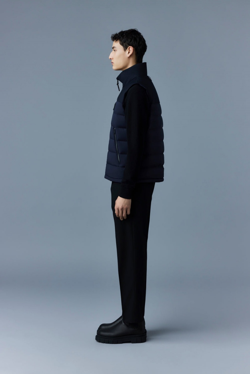 Mackage Bobbie Agile-360 Stretch Light Down Stand Collar Väst Herr Marinblå | KVCIW-8015