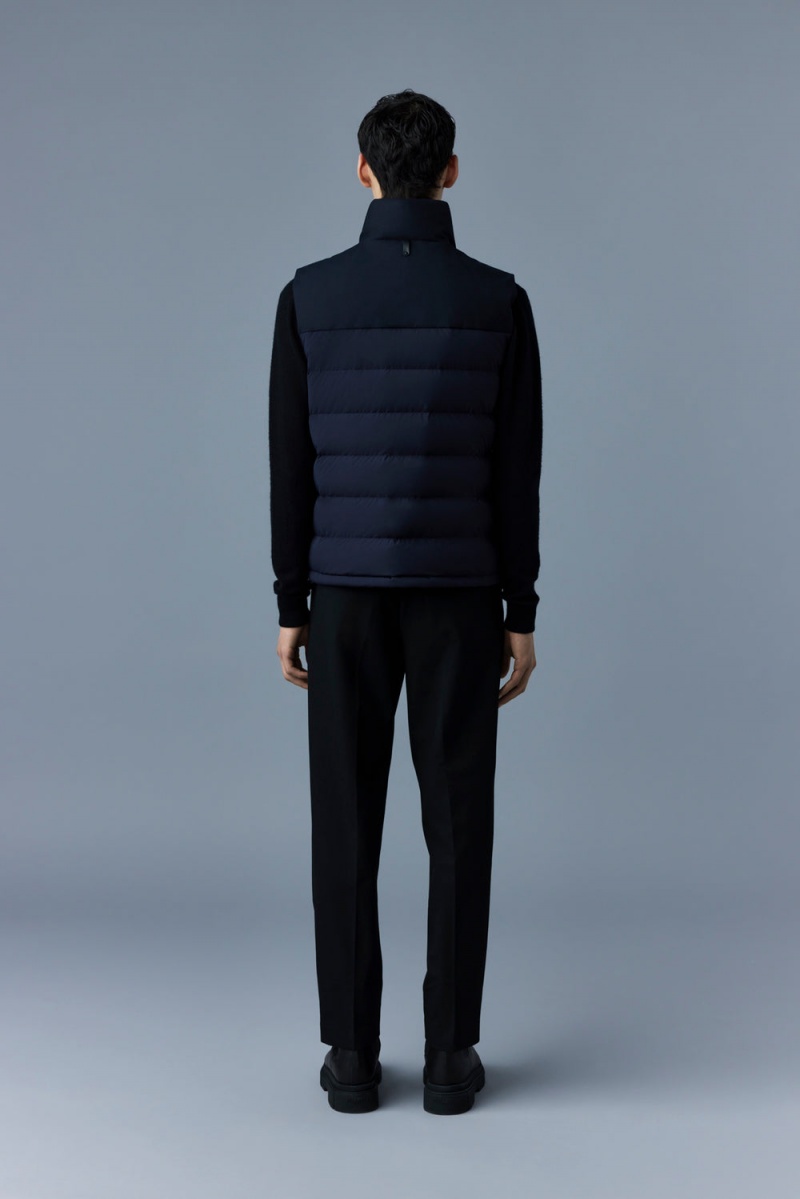 Mackage Bobbie Agile-360 Stretch Light Down Stand Collar Väst Herr Marinblå | KVCIW-8015