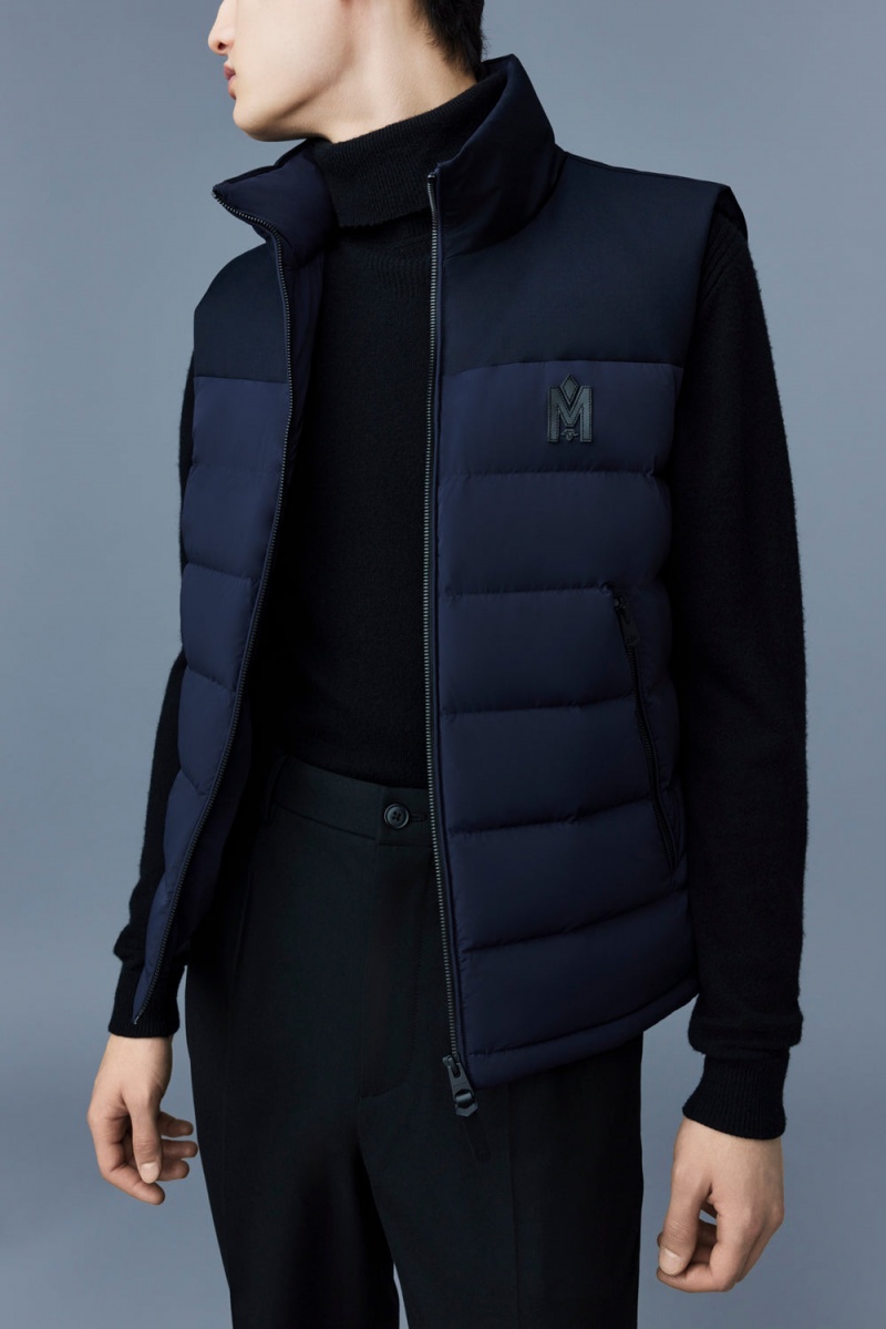 Mackage Bobbie Agile-360 Stretch Light Down Stand Collar Väst Herr Marinblå | KVCIW-8015
