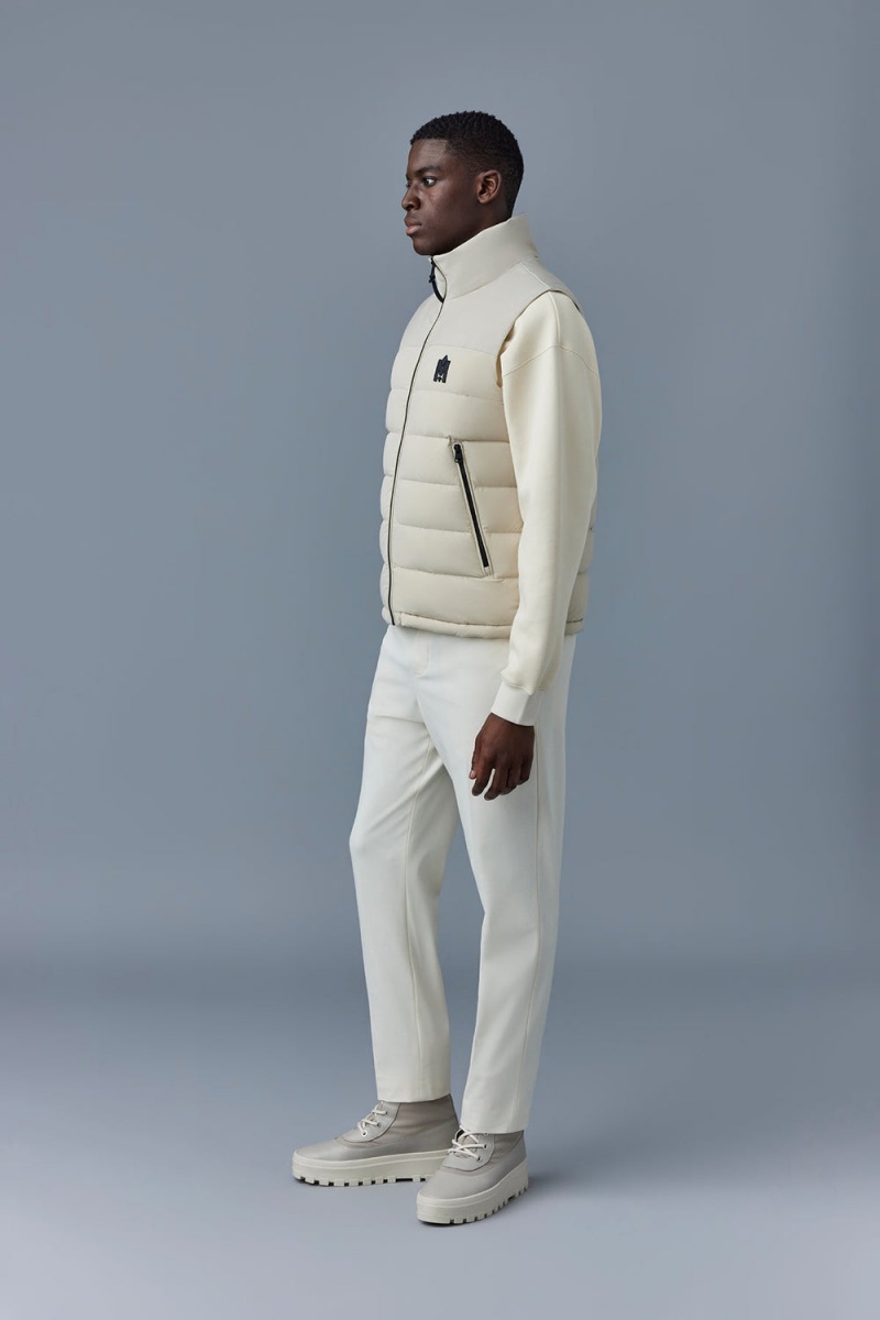 Mackage Bobbie Agile-360 Stretch Light Down Stand Collar Väst Herr Vita | FLJVH-8536