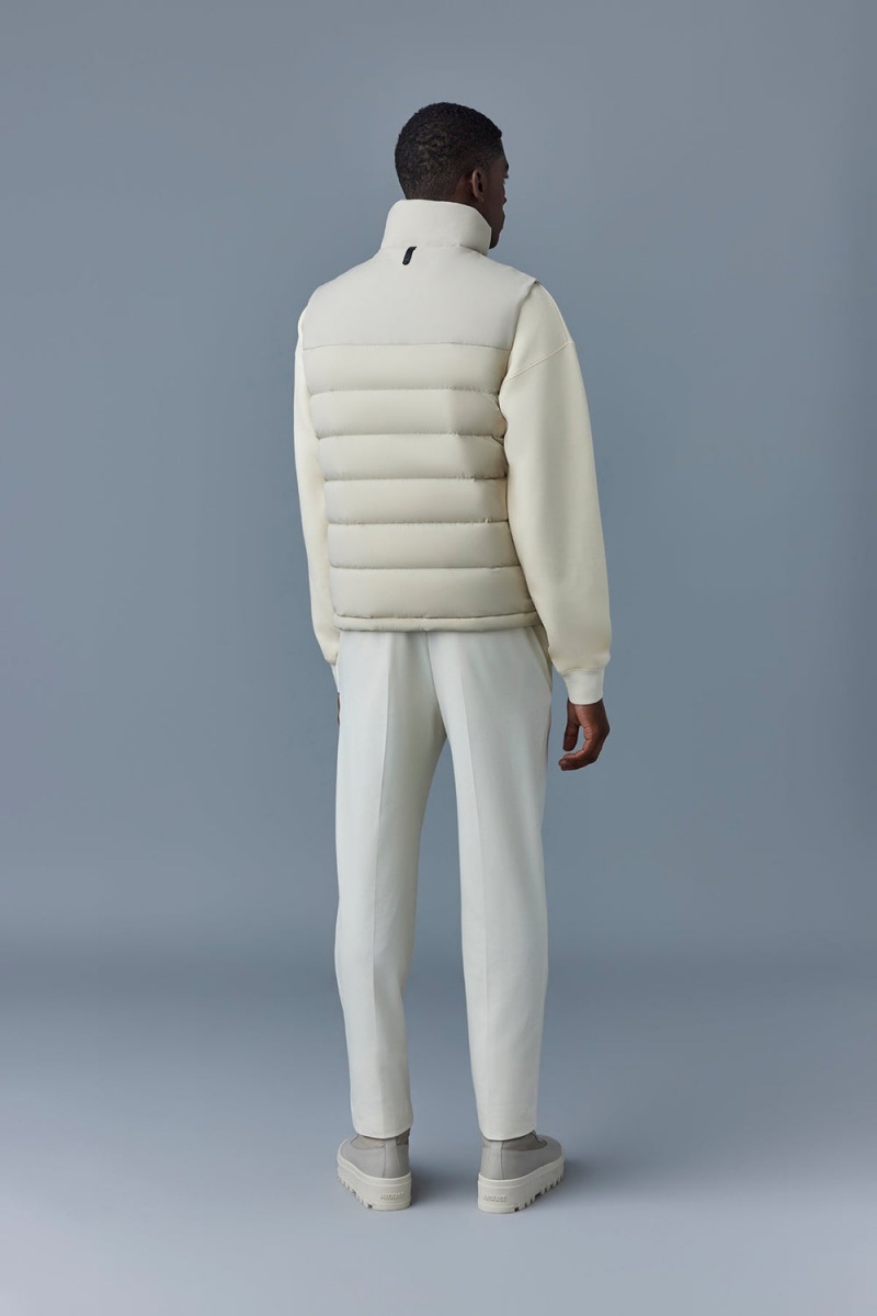 Mackage Bobbie Agile-360 Stretch Light Down Stand Collar Väst Herr Vita | FLJVH-8536